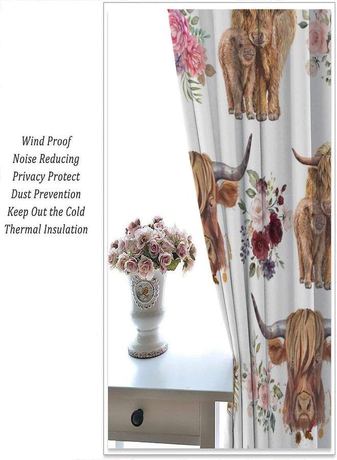 YSWOW Highland Cow Curtains Western Farmhouse Cute Highland Cattle Art Printed Blackout Window Drapes for Bedroom Kitchen Decor Fabric Set 2 Panel 42x45 Inch 30% Shading Rate - Image 4